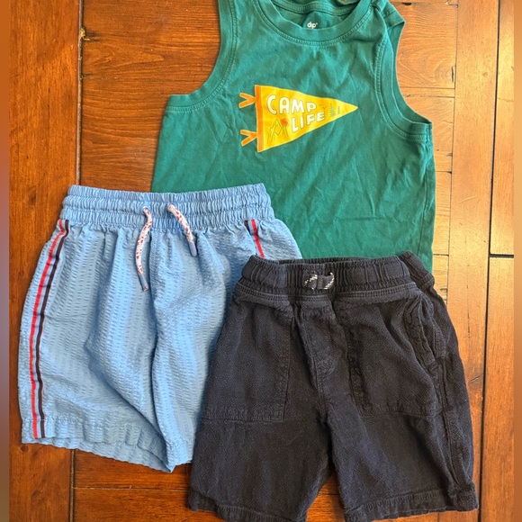 dip Other - Boys 3pc Summer Camp Green & Blue Short & Tank Bundle Sz 6-7